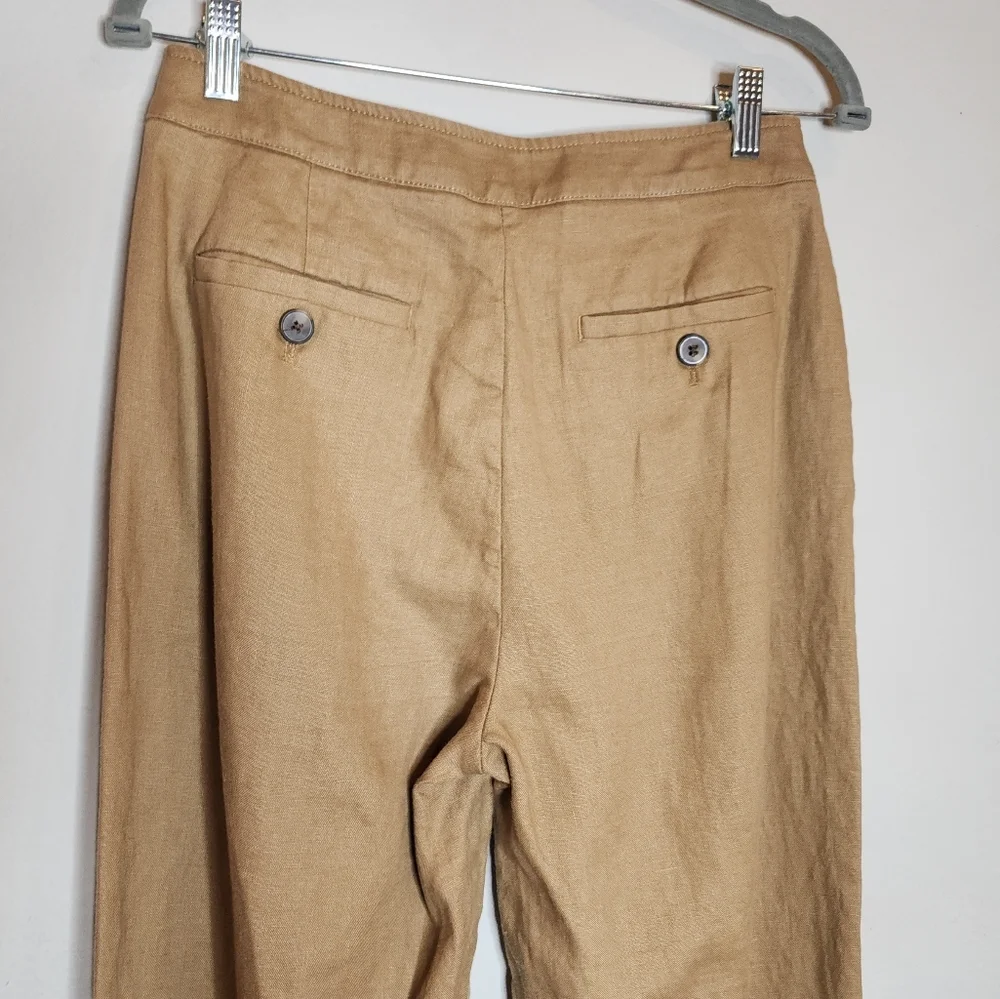 Banana‎ Republic Linen High Rise Pleated Tan Pants Women's Size 4